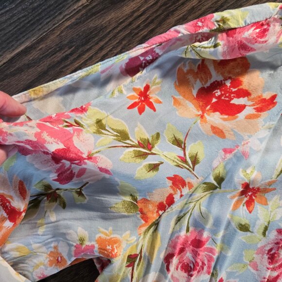 J. JILL Boho/Peasant Style 100% Rayon Floral Tunic Blouse w/ Cold Shoulders/XL - Picture 3 of 5